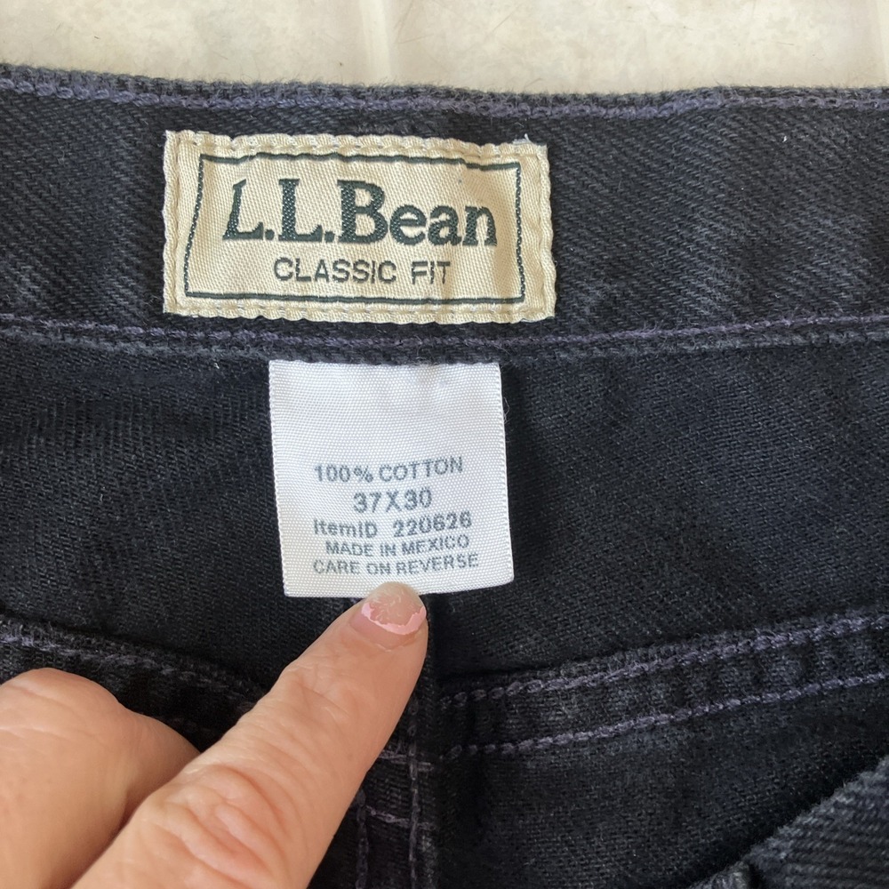 LL Bean Mens Dbl L Classic Fit Jeans 37x30 Black Straight Leg Cotton Denim Vtg - Picture 3 of 4